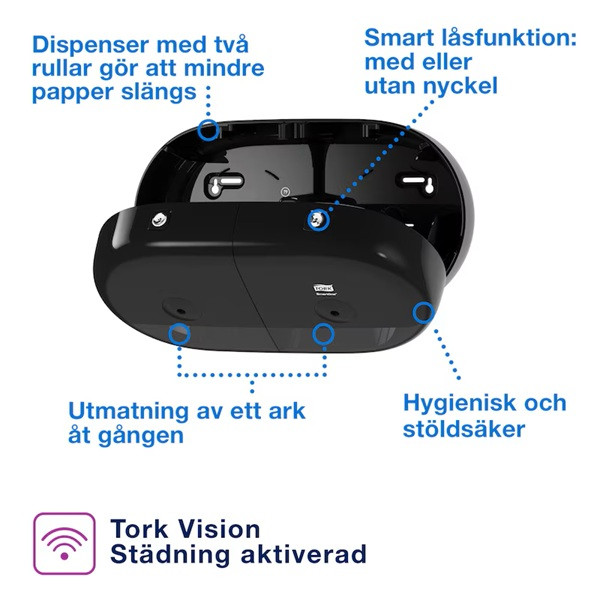 Dispenser för toalettpapper | 2 rullar | Tork T9 SmartOne Twin | svart SE200659 - 5