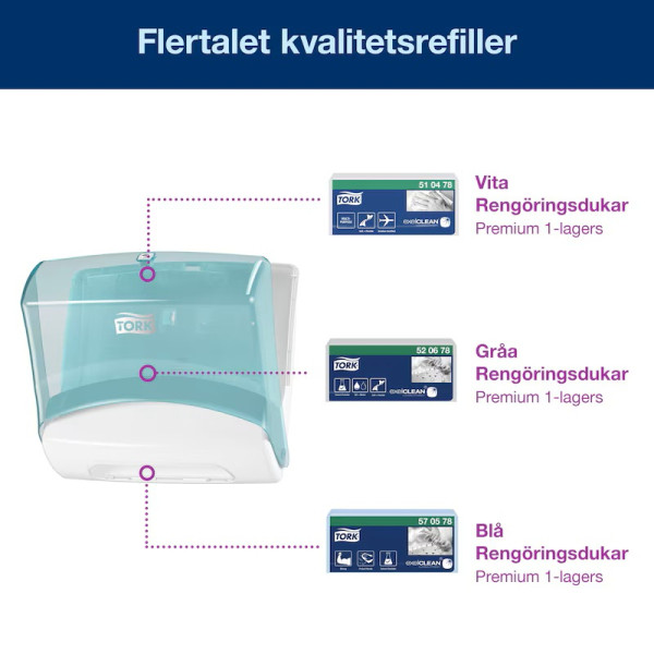 Dispenser för torkdukar | Tork W4 | vit/turkos STO00258 - 6