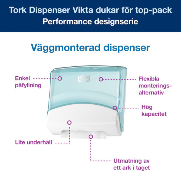 Dispenser för torkdukar | Tork W4 | vit/turkos STO00258 - 7