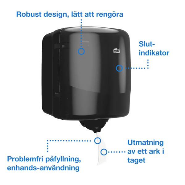 Dispenser för torkrullar | Tork M4 Reflex Centerfeed | svart SE200721 - 5