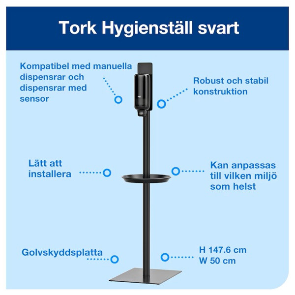 Hygienställ för desinfektion | Tork S1 | svart SE200579 - 4