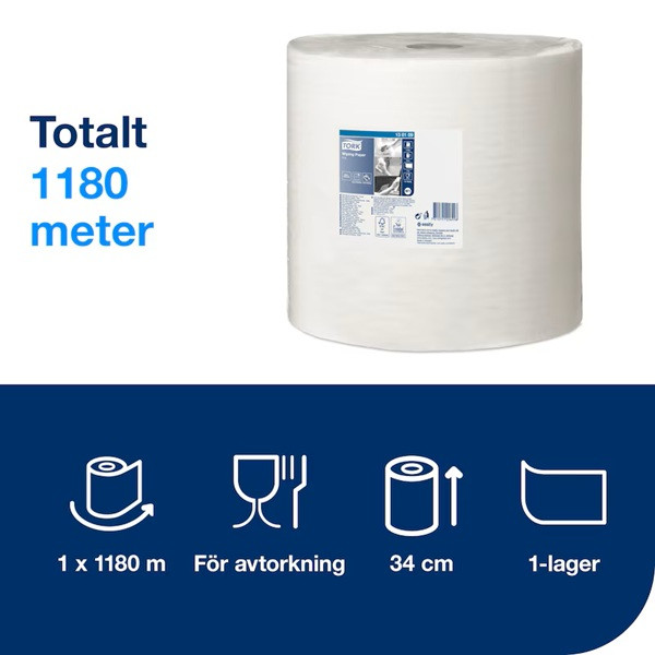 Industritorkrulle 1-lag | 1.180m | Tork Adv W1 | vit SE200577 - 3