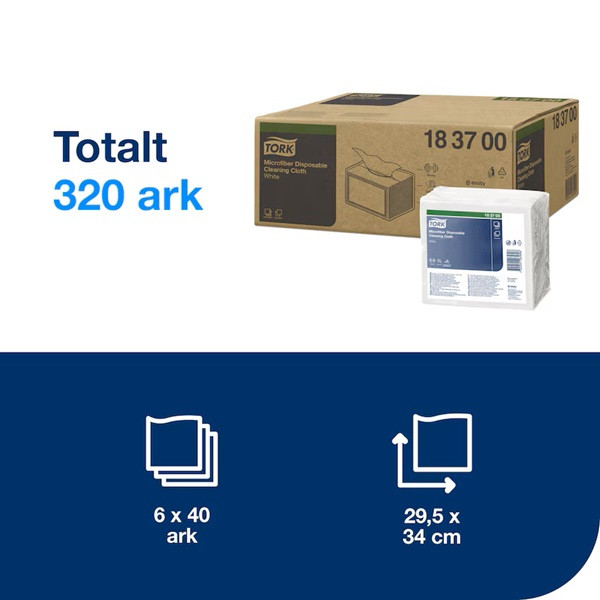 Mikrofiberduk 29,5x34cm | 40/fp | Tork | vit SE200541 - 4