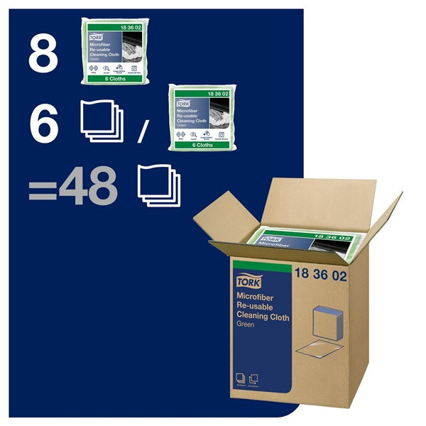 Mikrofiberduk 30,5x30,5cm | 6/fp | Tork | grön SE200537 - 2
