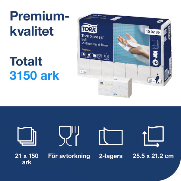 Pappershandduk 150/fp | 2-lag | Tork Pre H2 Xpress | vit | 21st STO00002 - 5