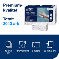 Pappershandduk 170/fp | 2-lag | Tork Pre H2 Xpress Compressed | vit | 12st SE200605
