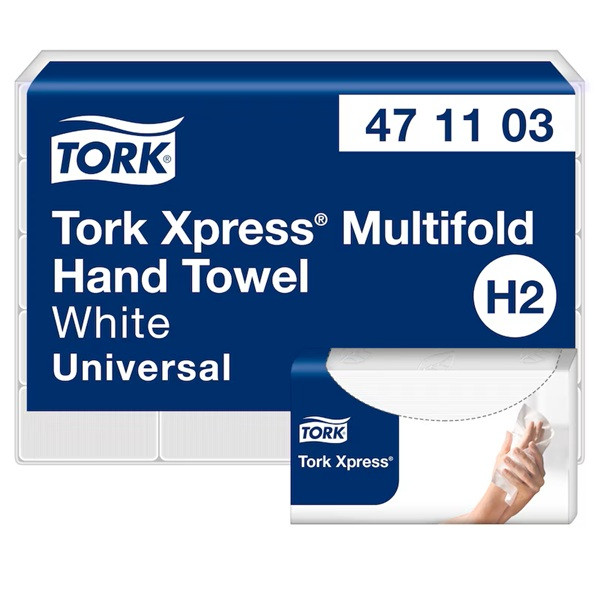 Pappershandduk 190/fp | 2-lag | Tork Uni H2 | vit | 20st SE200599 - 1
