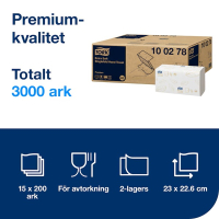 Pappershandduk 200/fp | 2-lag | Tork Pre H3 | vit | 15st SE200601