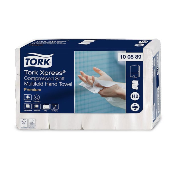 Pappershandduk 225/fp | 2-lag | Tork Pre H2 Xpress Compressed | vit | 12st SE200603 - 2