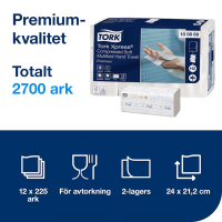 Pappershandduk 225/fp | 2-lag | Tork Pre H2 Xpress Compressed | vit | 12st SE200603