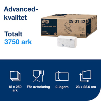 Pappershandduk 250/fp | 2-lag | Tork H3 Soft | vit | 15st SE200613