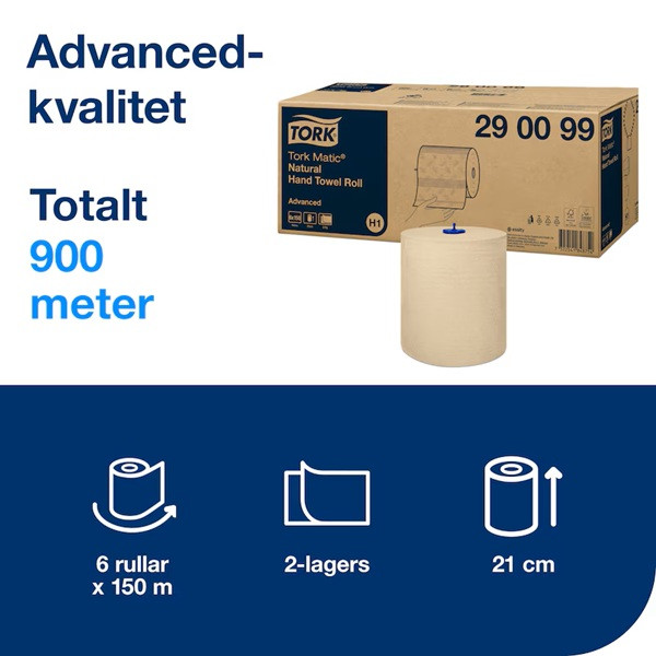 Pappershanduk på rulle 150m | 2-lag | Tork Adv H1 | natur | 6st SE200623 - 3