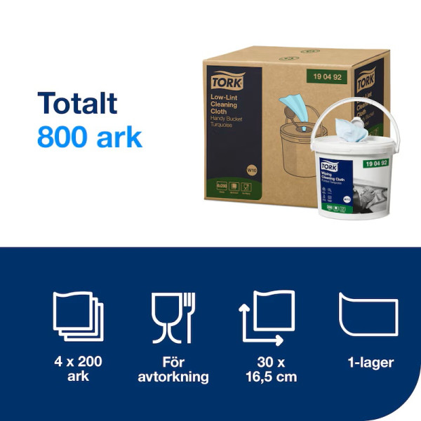 Rengöringsservetter 200/fp | Tork Pre W10 STO00285 - 5