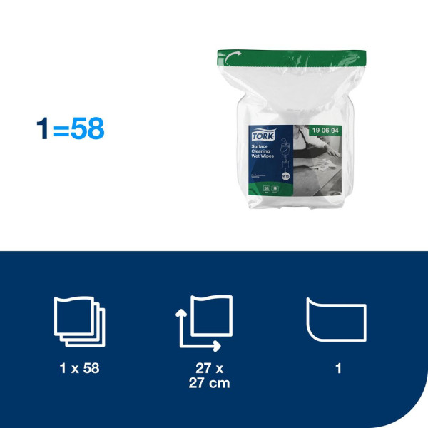 Rengöringsservetter 58/fp | Tork Refill Pre W15 | 4st SE200105 - 2