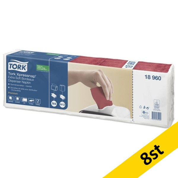 Servetter 1.000/fp | 2-lag | Tork Pre N4 | bordeaux | 8st SE200270 - 1