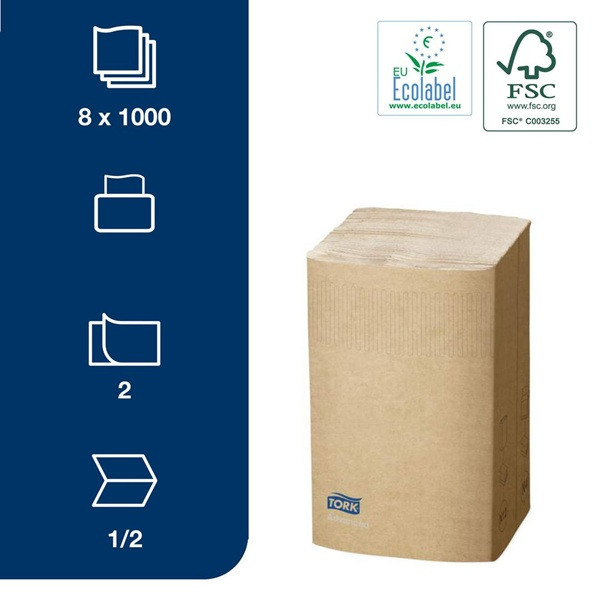 Servetter 1.000/fp | 2-lag | Tork Pre N4 | natur | 8st SE200267 - 2