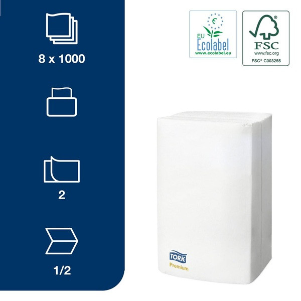 Servetter 1.000/fp | 2-lag | Tork Pre N4 | vit | 8st SE200264 - 2