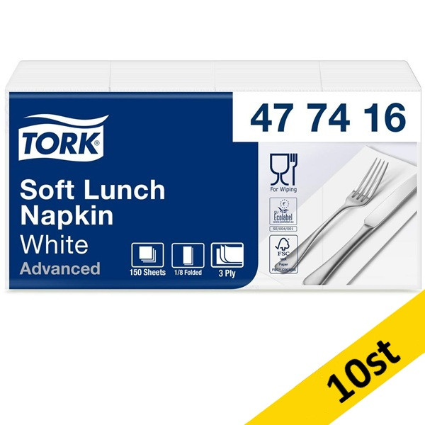 Servetter 150/fp | 3-lag | Tork 1/8-vikt | vit | 10st SE200432 - 1