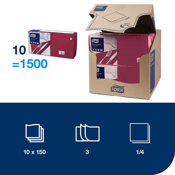Servetter 150/fp | 3-lag | Tork Lunch | bordeaux SE200278 - 2