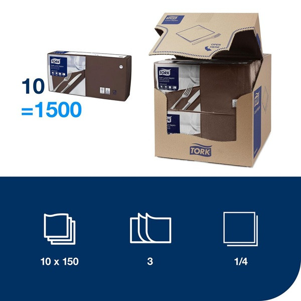 Servetter 150/fp | 3-lag | Tork Lunch | brun SE200310 - 2