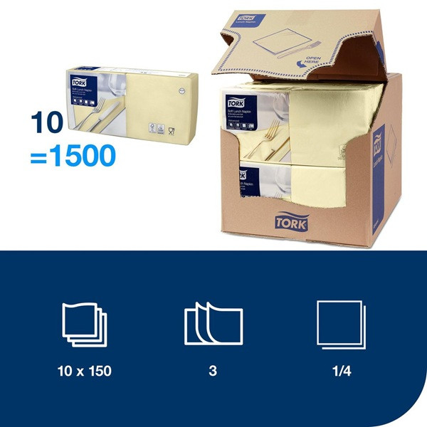 Servetter 150/fp | 3-lag | Tork Lunch | champagne SE200307 - 2