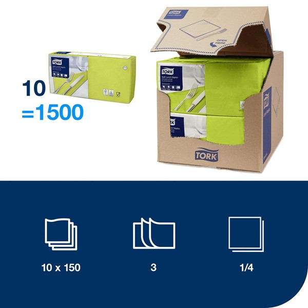 Servetter 150/fp | 3-lag | Tork Lunch | limegrön | 10st SE200299 - 2