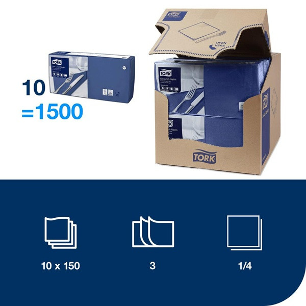 Servetter 150/fp | 3-lag | Tork Lunch | mörkblå SE200290 - 2