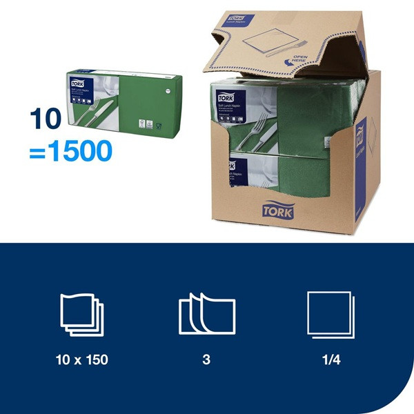 Servetter 150/fp | 3-lag | Tork Lunch | mörkgrön SE200288 - 2