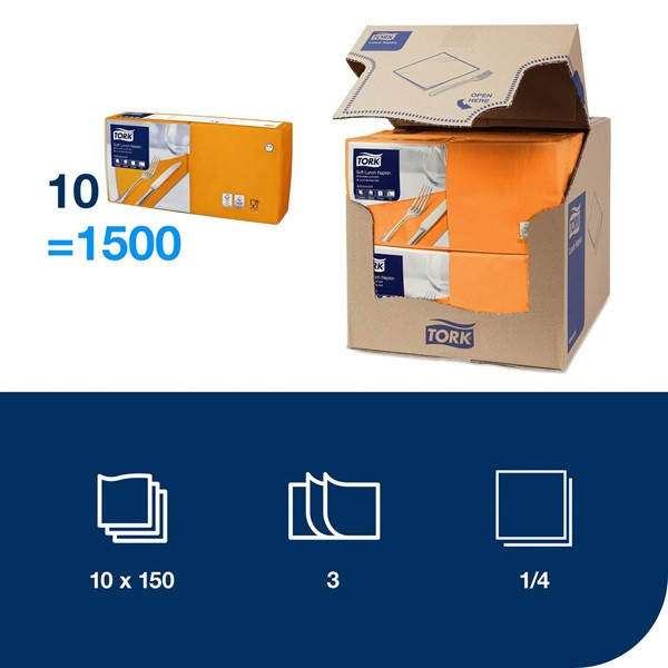 Servetter 150/fp | 3-lag | Tork Lunch | orange | 10st SE200286 - 2