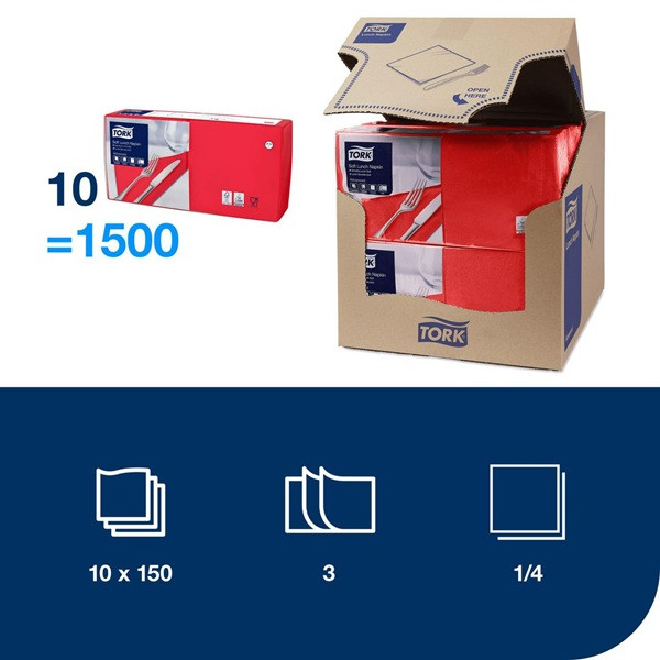 Servetter 150/fp | 3-lag | Tork Lunch | röd SE200283 - 2