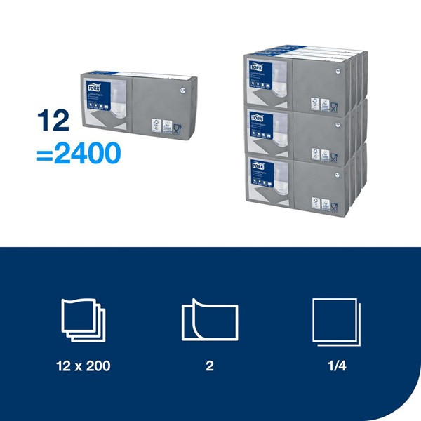 Servetter 200/fp | 2-lag | Tork Cocktail | grå SE200396 - 2