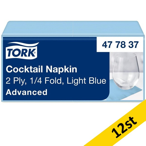 Servetter 200/fp | 2-lag | Tork Cocktail | ljusblå | 12st SE200412 - 1