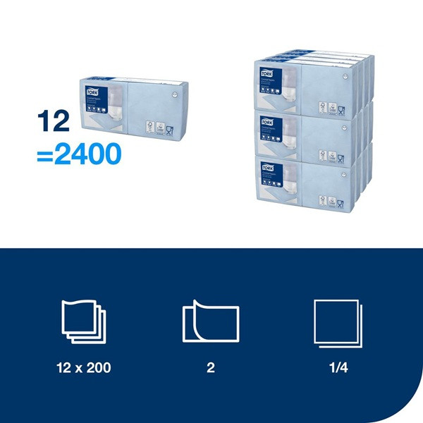 Servetter 200/fp | 2-lag | Tork Cocktail | ljusblå SE200411 - 2