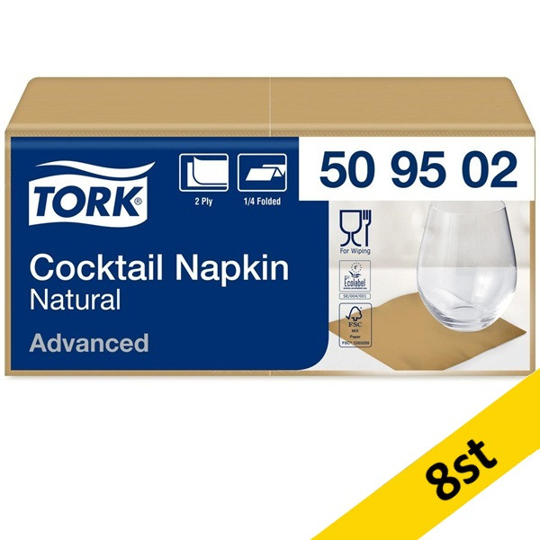 Servetter 200/fp | 2-lag | Tork Cocktail | natur | 8st SE200409 - 1