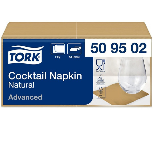 Servetter 200/fp | 2-lag | Tork Cocktail | natur SE200408 - 1