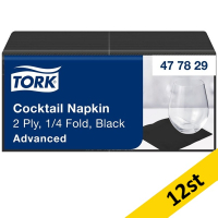 Servetter 200/fp | 2-lag | Tork Cocktail | svart | 12st SE200406