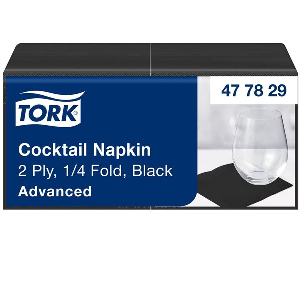 Servetter 200/fp | 2-lag | Tork Cocktail | svart SE200405 - 1