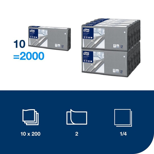 Servetter 200/fp | 2-lag | Tork Lunch | grå | 10st SE200347 - 2