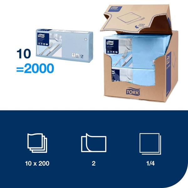Servetter 200/fp | 2-lag | Tork Lunch | ljusblå | 10st SE200335 - 2