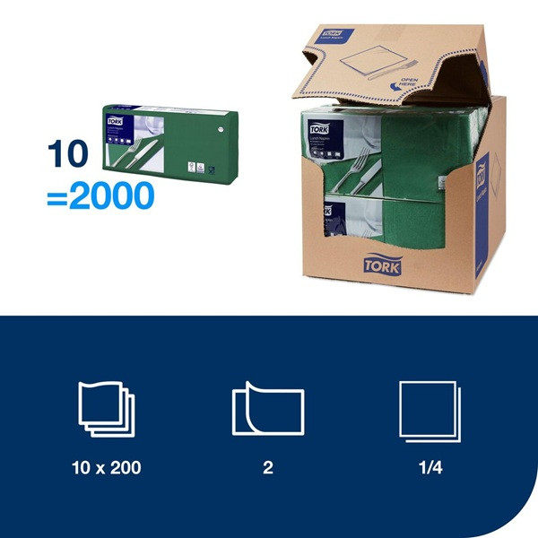 Servetter 200/fp | 2-lag | Tork Lunch | mörkgrön | 10st SE200344 - 2
