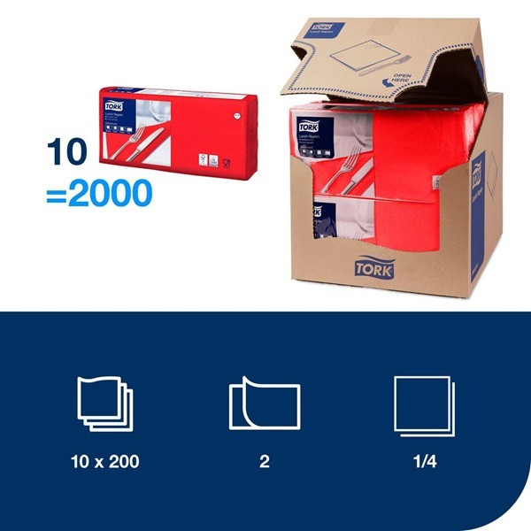 Servetter 200/fp | 2-lag | Tork Lunch | röd | 10st SE200323 - 2