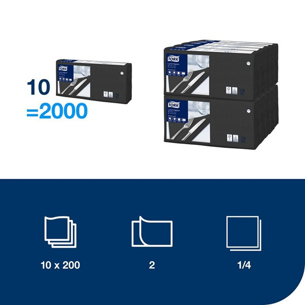 Servetter 200/fp | 2-lag | Tork Lunch | svart SE200319 - 2