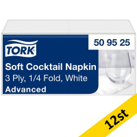 Servetter 200/fp | 3-lag | Tork Coctail | vit | 12st SE200248