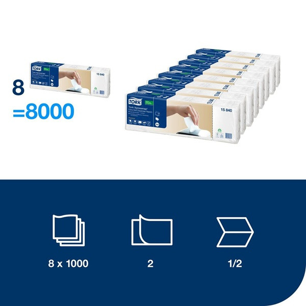 Servetter 500/fp | 2-lag | Tork Pre N4 | vit | 8st SE200261 - 2