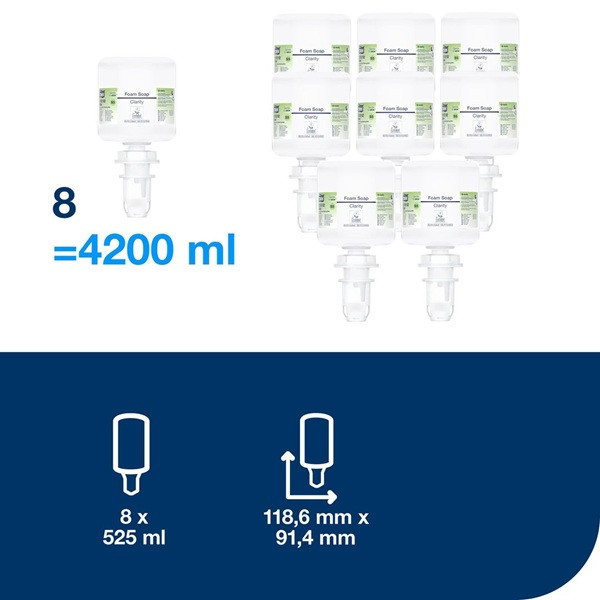 Skumtvål 525ml | Tork S5 Clarity Mini | vit | 8st SE200233 - 2
