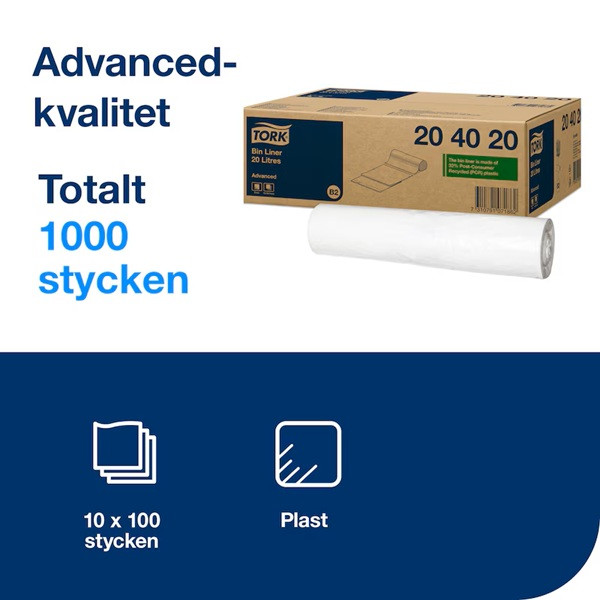 Soppåse 20L | Tork B2 | vit | 100st SE200519 - 3