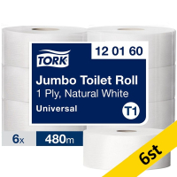 Toalettpapper 1-lag | 480m | Tork Uni T1 | natur | 6st SE200198
