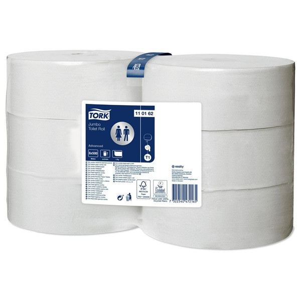 Toalettpapper 1-lag | 500m | Tork Uni T1 | vit | 6st SE200196 - 2