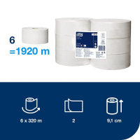 Toalettpapper 2-lag | 320m | Tork Uni T1 | vit | 6st SE200194