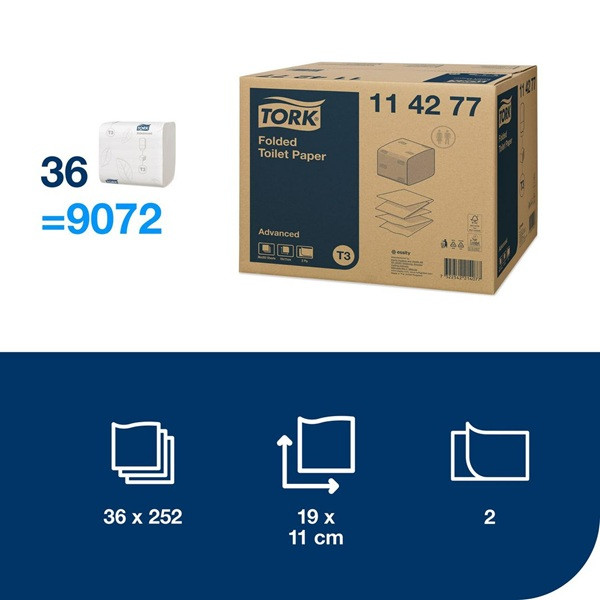 Toalettpapper 252/fp | 2-lag | Tork Adv T3 | vit | 36st SE200226 - 2